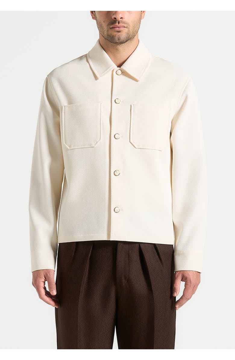 Manière De Voir Benoit Twill Cropped Shirt, Alternate, color, Cream