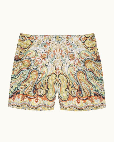 Bulldog Drawcord Mid-Length Classic Fit Drawcord Swim Shorts with Fairground Print