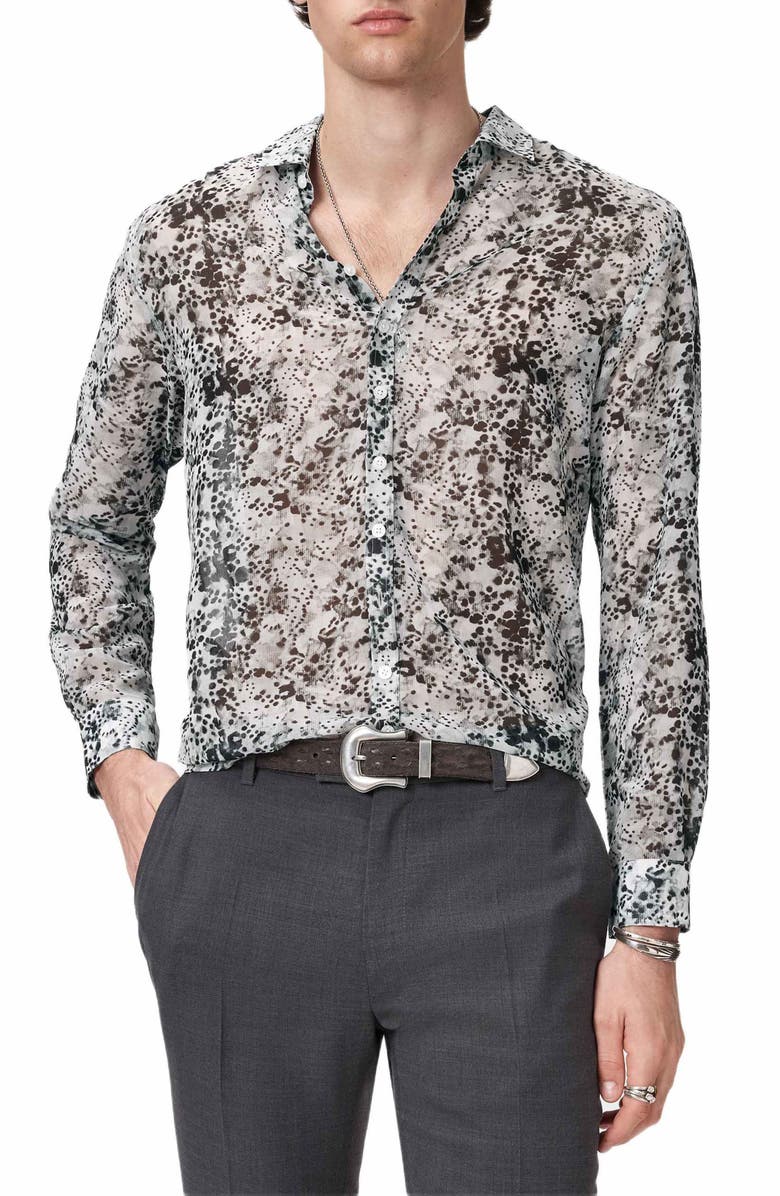 John Varvatos Bucks Button-Up Shirt, Main, color, Grey Mist