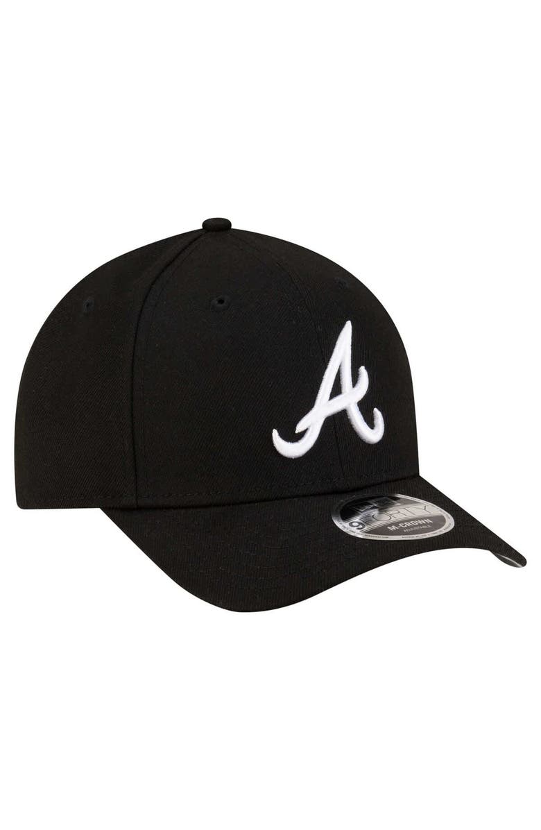 New Era Men's New Era  Black Atlanta Braves Player Replica 9FORTY Adjustable Hat, Alternate, color, 