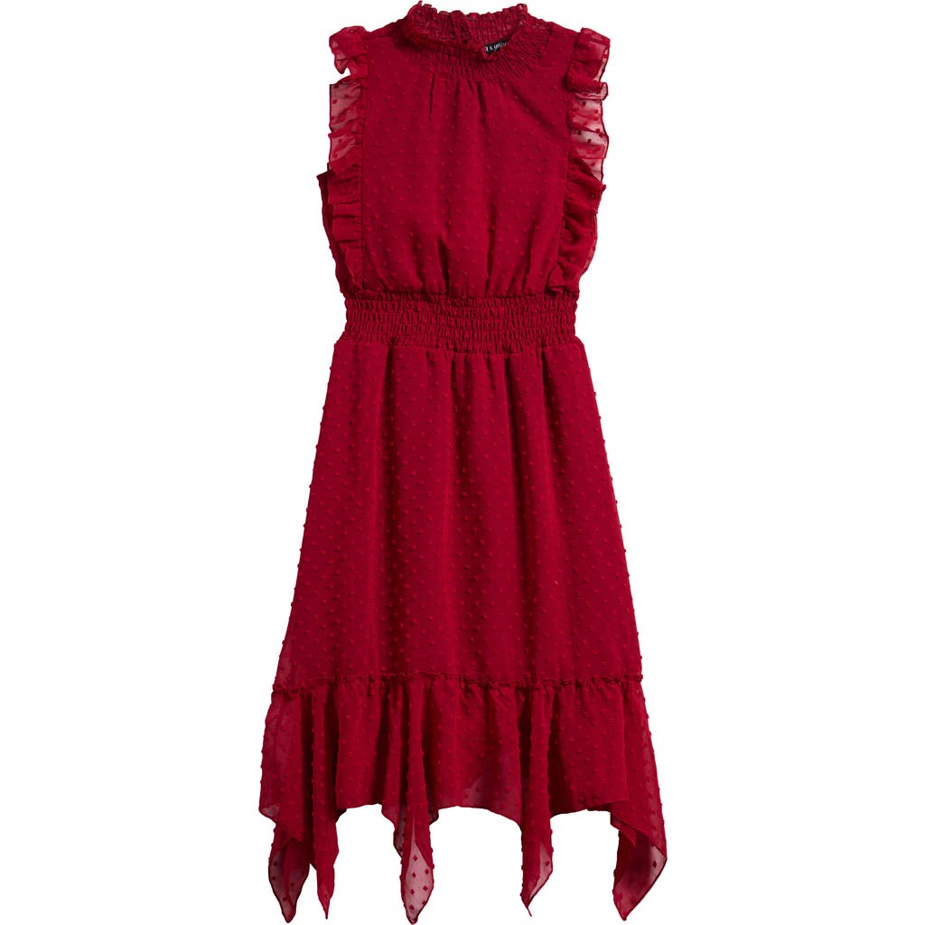 Ava & Yelly Kids' Clip Dot Hankey Maxi Dress In Burgundy