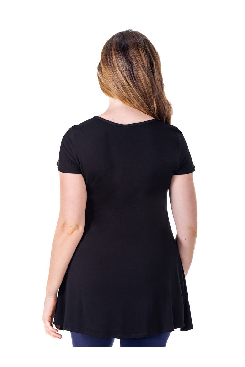 Short Sleeve Loose Fit Tunic Top with V-Neck, Alternate, color, Black