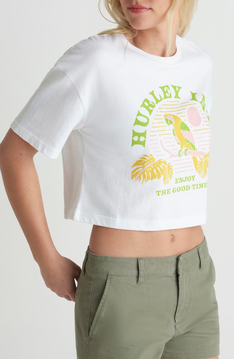 Hurley Find Your Coast Crop Cotton Jersey Graphic T-Shirt, Alternate, color, White