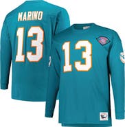 Mitchell & Ness Men's Mitchell & Ness Dan Marino Aqua Miami Dolphins Big & Tall Cut & Sew Player Name & Number Long Sleeve T-Shirt