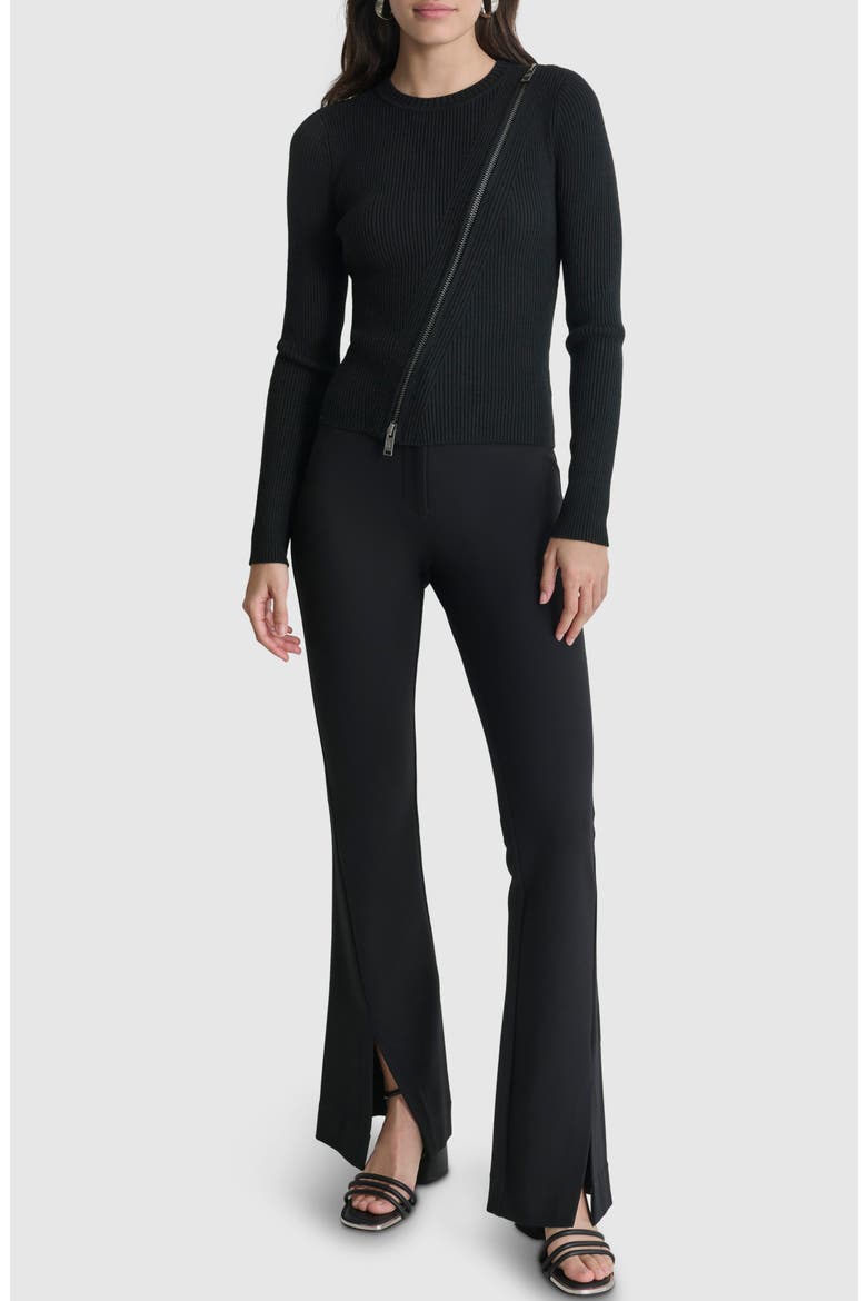 Asymmetric Zip Detail Sweater, Alternate, color, BLACK