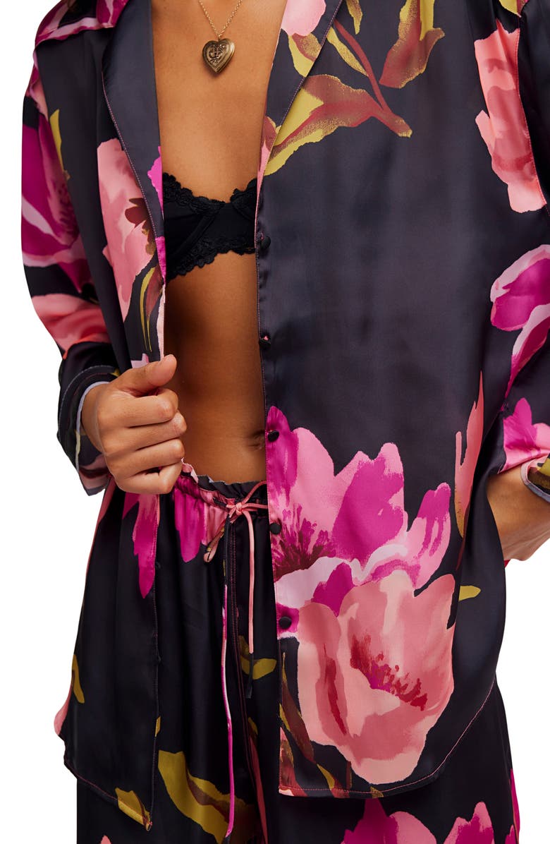 Free People Dreamy Days Print Pajamas, Alternate, color, Black Bloomrush Floral