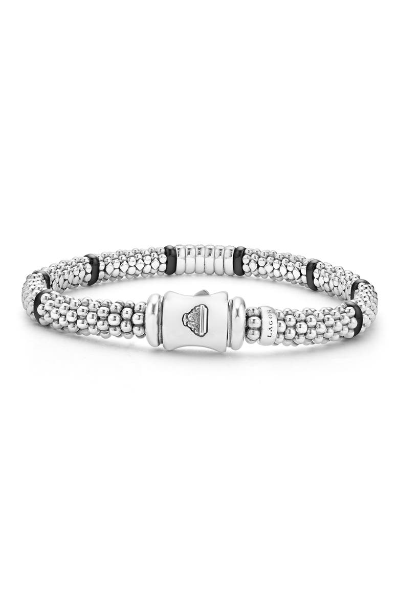 Black Caviar Ceramic & Diamond Station Bracelet, Alternate, color, BLACK