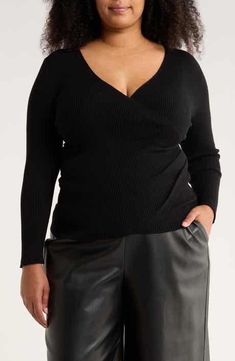 MAX STUDIO Faux Wrap Knit Sweater
