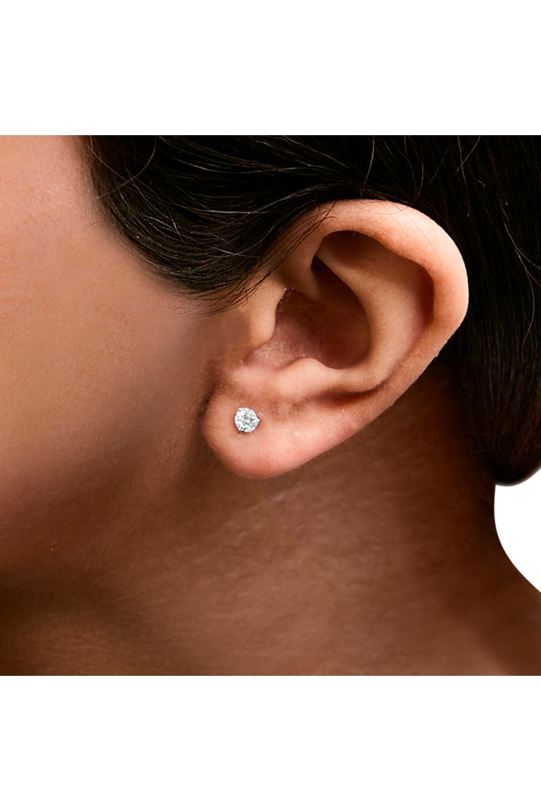 14K White Gold 1/2 Cttw 3-Prong Martini Set Lab Grown Diamond Solitaire Stud Earrings, Alternate, color, White