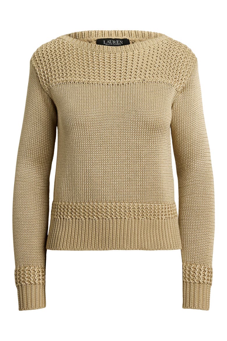 Boat Neck Cotton Blend Sweater, Alternate, color, BIRCH TAN