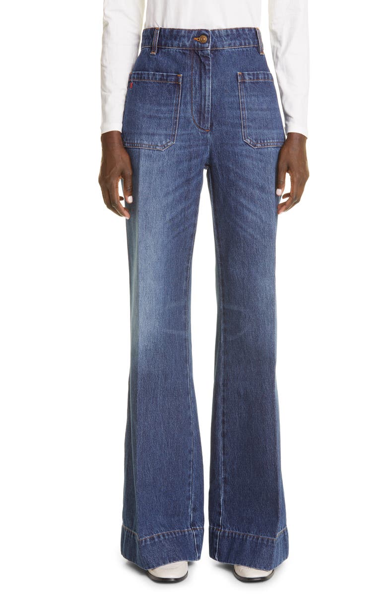Victoria Beckham Alina Flare Leg Jeans, Main, color, 