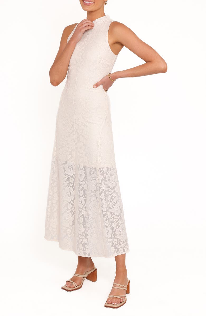 Petal & Pup Danni Lace Mock Neck Midi Dress, Alternate, color, Ecru