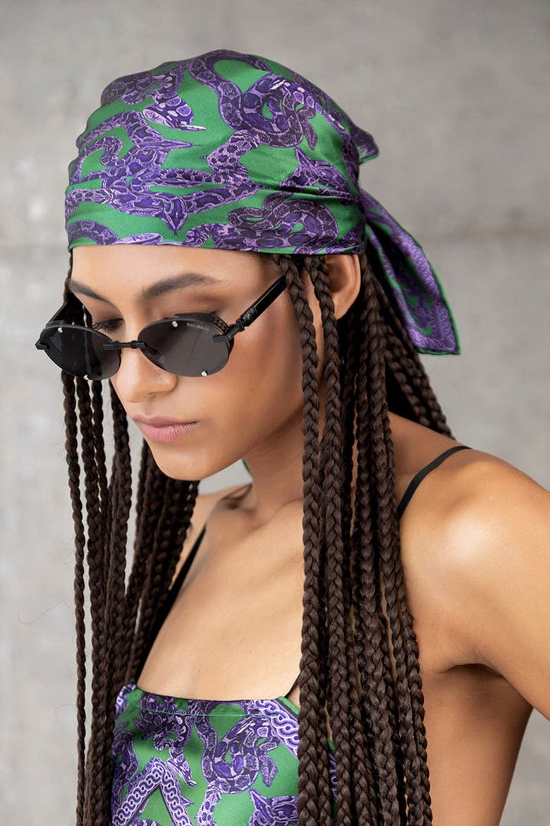Silk Snake Scarf, Alternate, color, Purple x jade