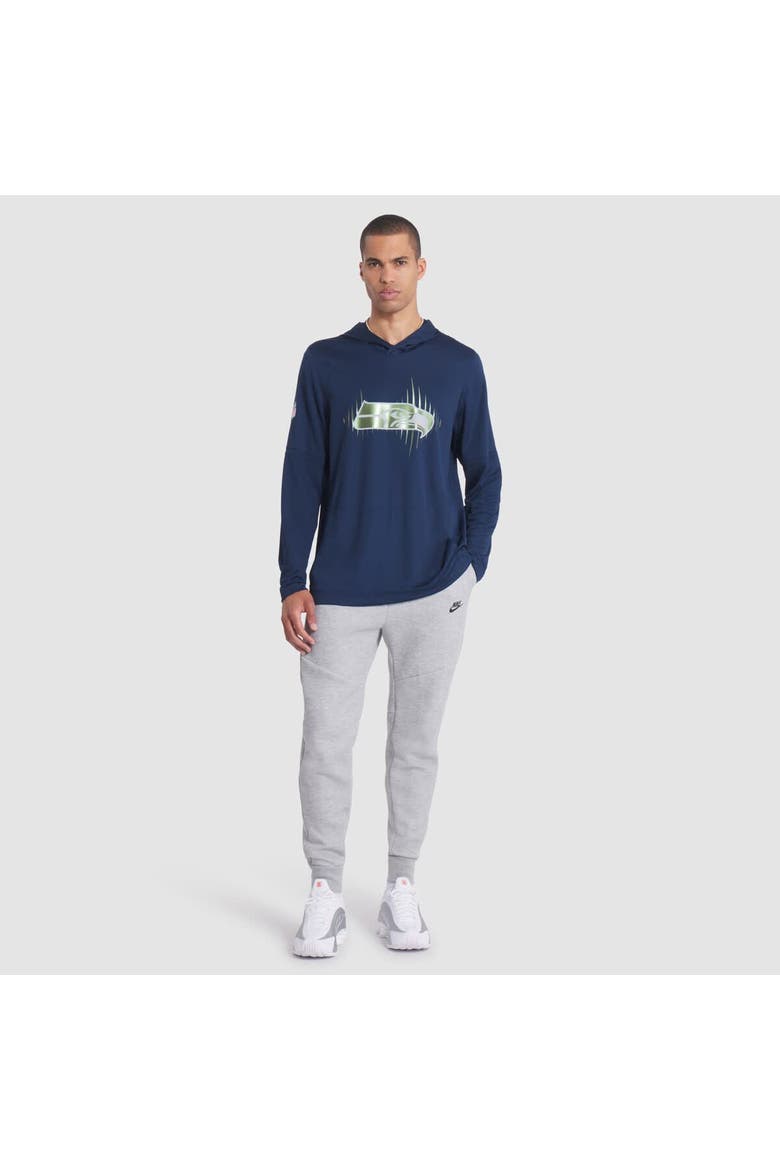 Men's Nike College Navy Seattle Seahawks 2025 Rivalries Collection Sideline Dri-FIT Long Sleeve Hoodie T-Shirt, Alternate, color, College Navy