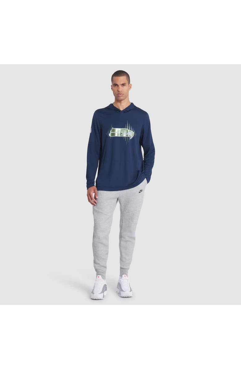 Nike Men's Nike College Navy Seattle Seahawks 2025 Rivalries Collection Sideline Dri-FIT Long Sleeve Hoodie T-Shirt, Alternate, color, College Navy