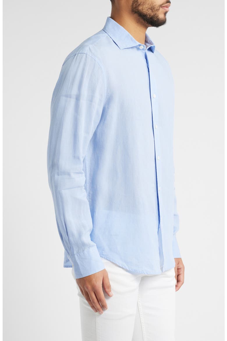 Axel Shaped Fit Linen Button-Up Shirt, Alternate, color, SKY