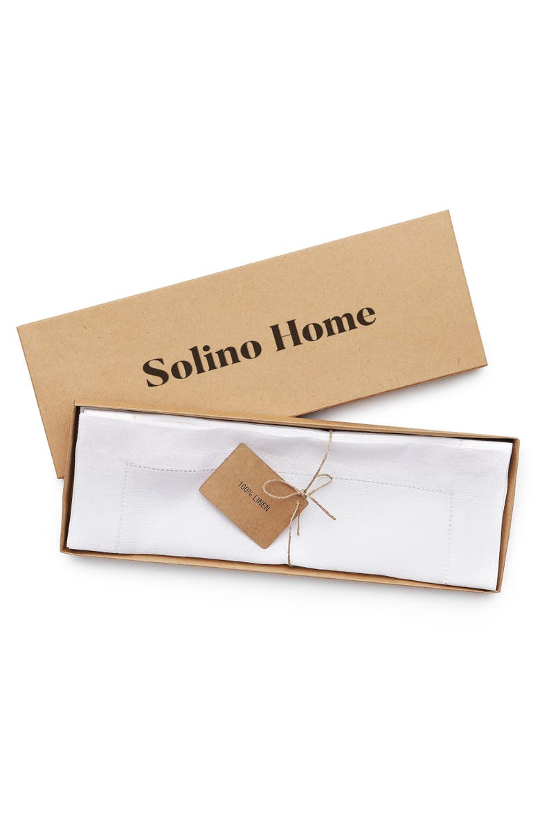 Solino Home Linen Placemats - Classic Hemstitch - Set of 6, 14" x 19", Alternate, color, White