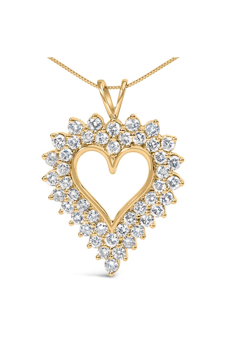 14K Yellow Gold Plated Silver Diamond Open Heart Pendant Necklace, Alternate, color, Yellow