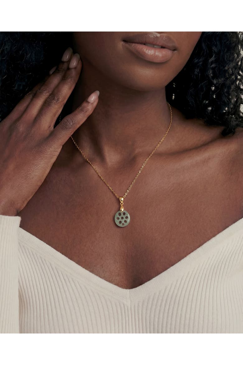 Lotus root Jade pendant necklace, Alternate, color, Light green