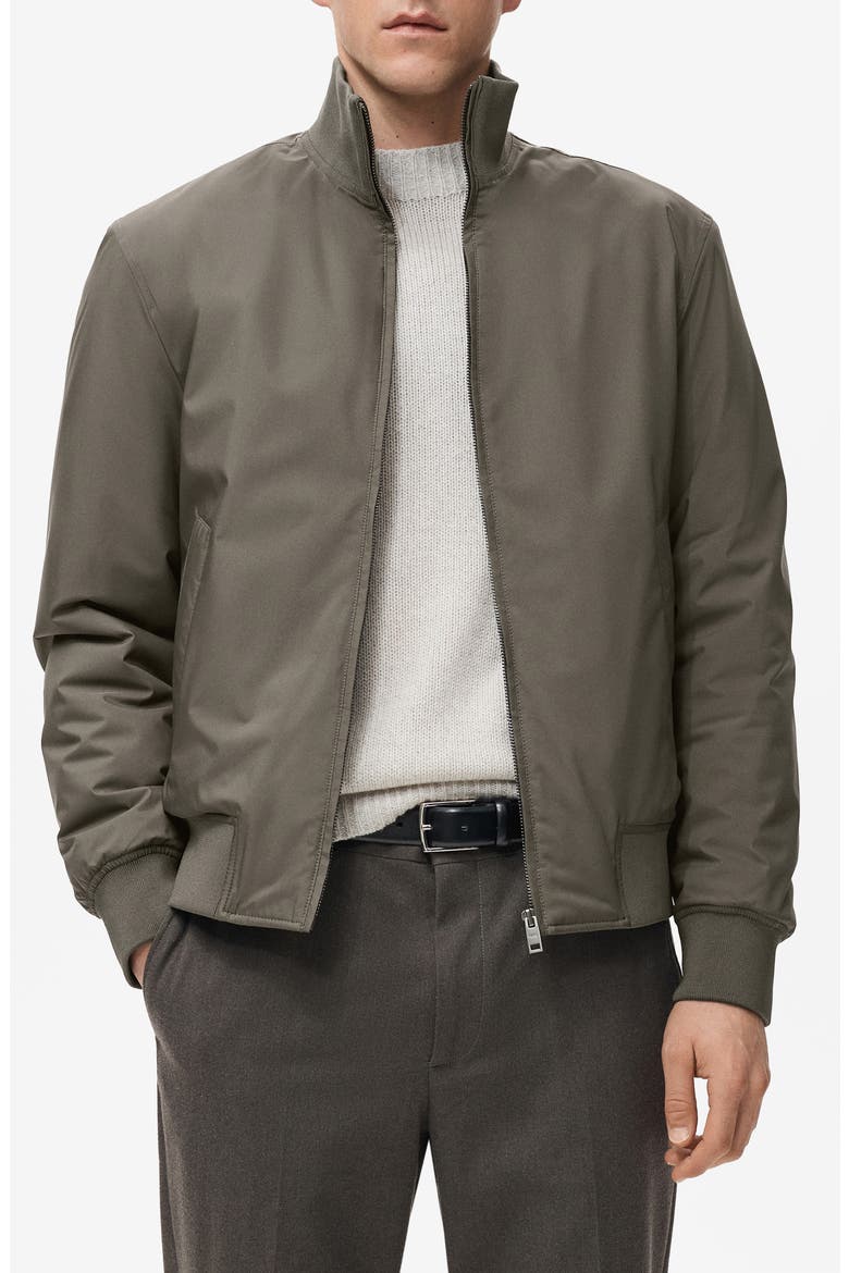 Water Repellent Bomber Jacket, Main, color, KHAKI GREY