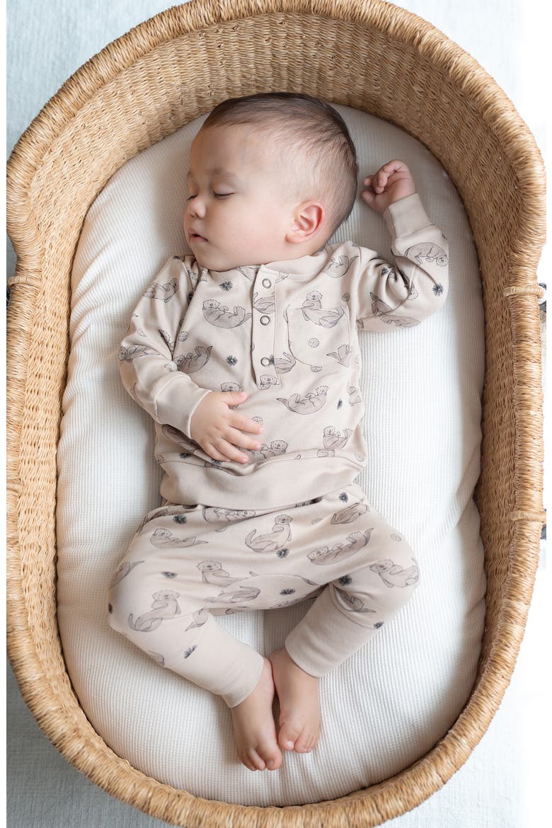 Kids' Cotton Henley Sweatshirt & Joggers Set, Alternate, color, SEA OTTER