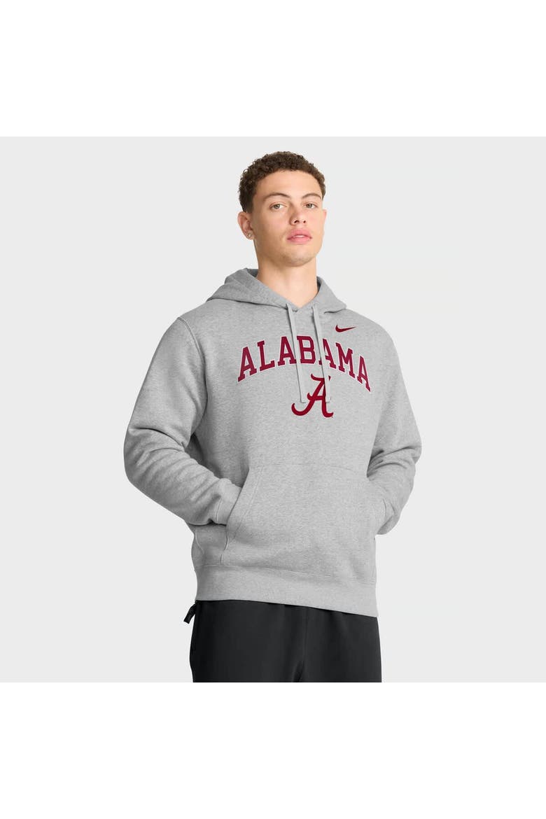 Men's Nike Gray Alabama Crimson Tide Club Fleece Arch Pullover Hoodie, Main, color, Gray