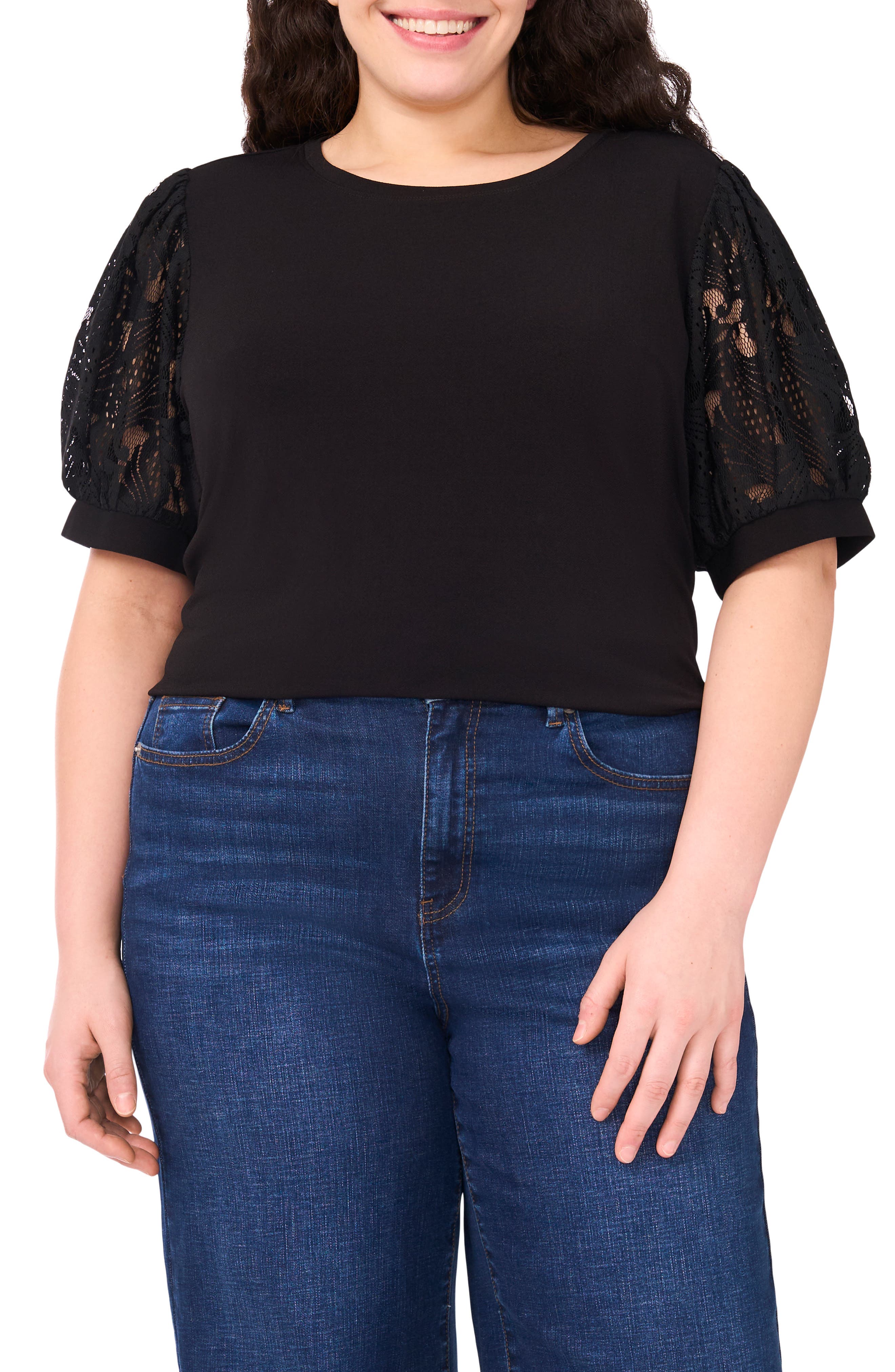 Lace Puff Sleeve T-Shirt