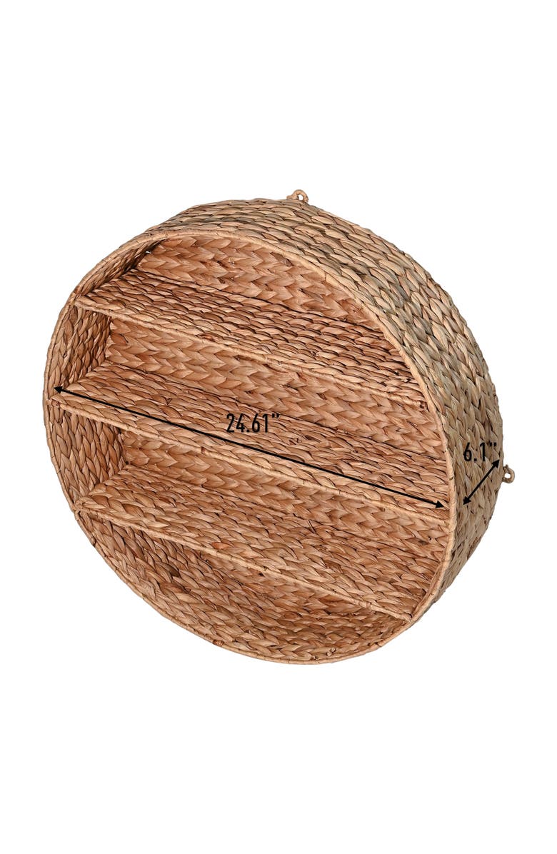 HAPPIMESS Annulus 3-Shelf Circular Handwoven Hyacinth Wall Rack, Alternate, color, Light Brown