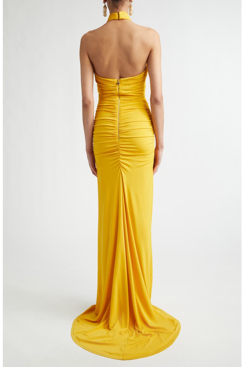 Crisscross Halter Gown, Alternate, color, SAFFRON