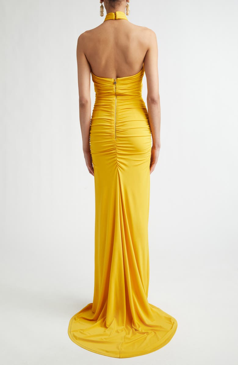 Carolina Herrera Crisscross Halter Gown, Alternate, color, Saffron