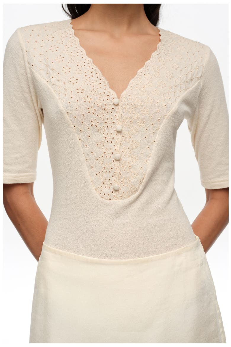 Embroidered Bodysuit, Alternate, color, IVORY