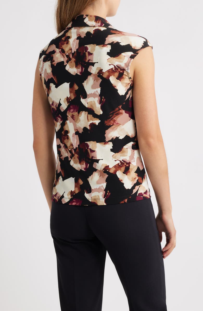 Anne Klein Floral Cowl Neck Cap Sleeve Top, Alternate, color, Anne Black Mutli