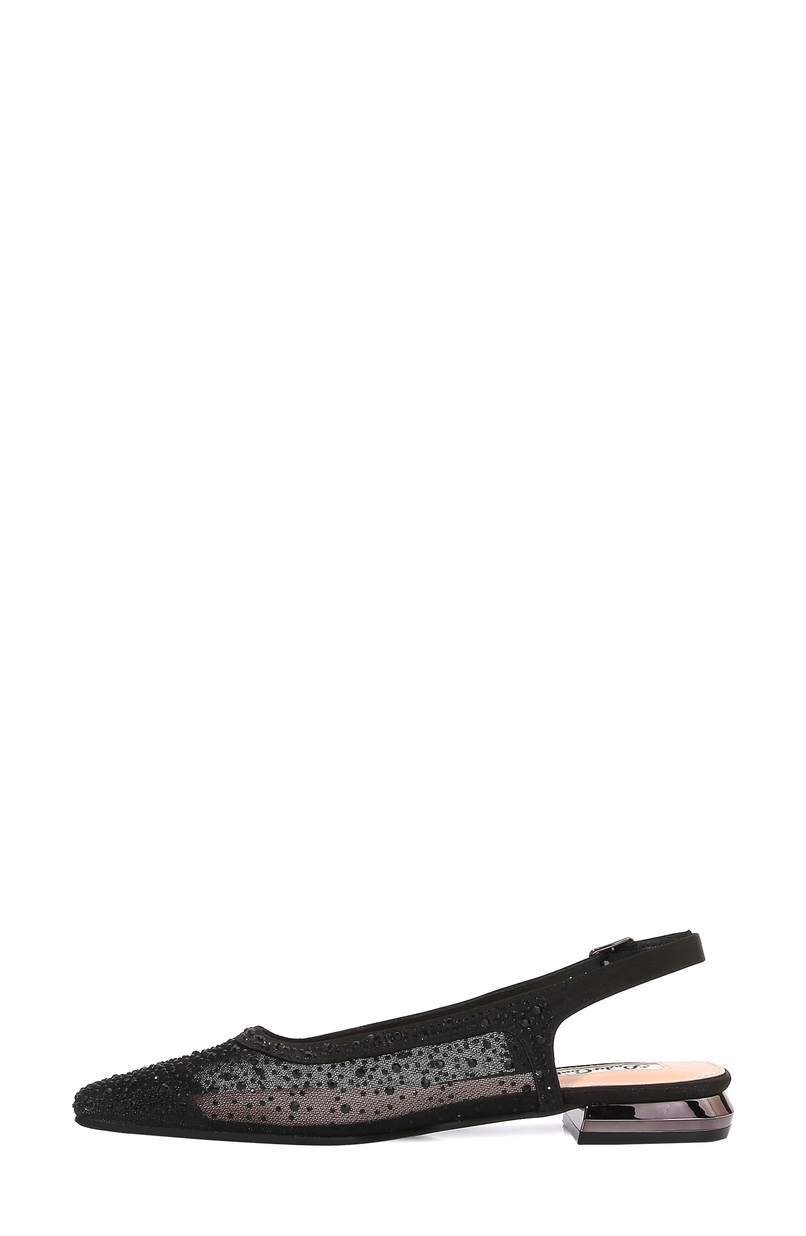 LADY COUTURE Kar Embellished Slingback Flat, Alternate, color, Black