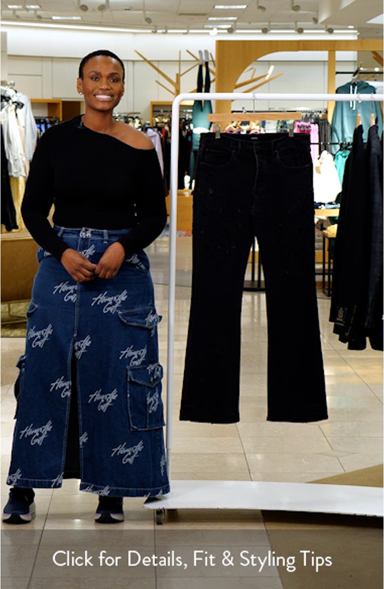 Monogram Beaded Slim Flare Jeans, sales video thumbnail