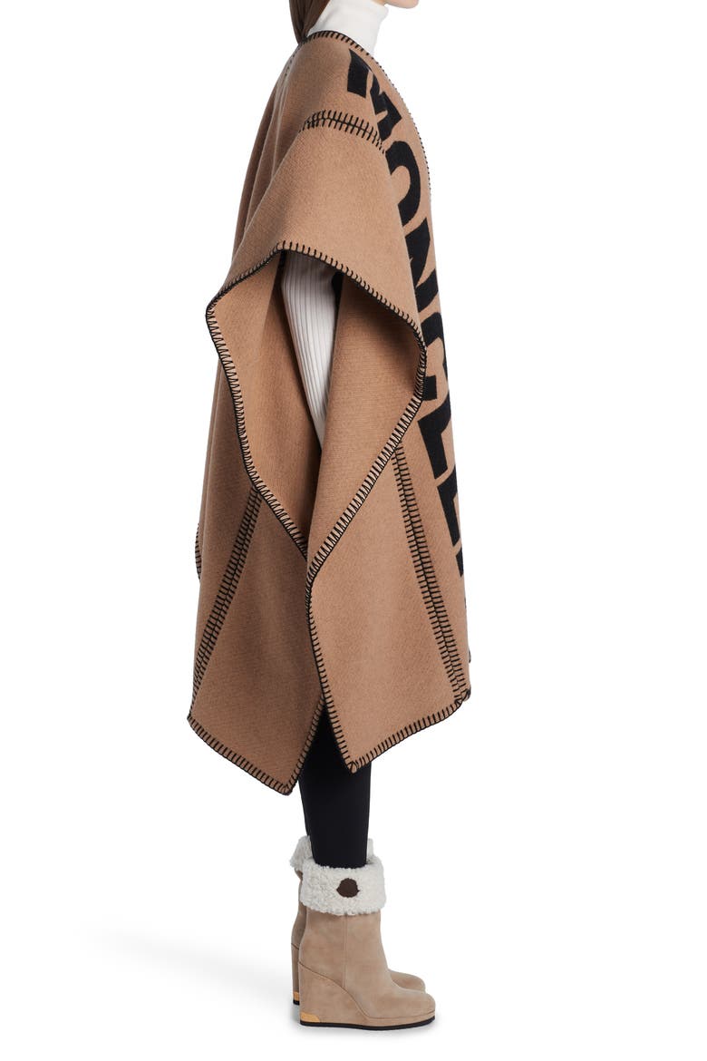 Mantella Logo Wool Blend Cape, Alternate, color, SAND
