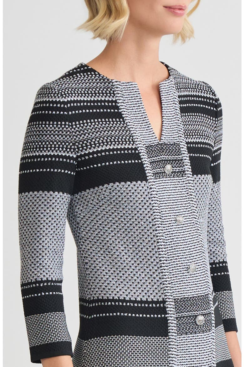 A-Line Multi-Stitch Knit Dress, Alternate, color, Black/White