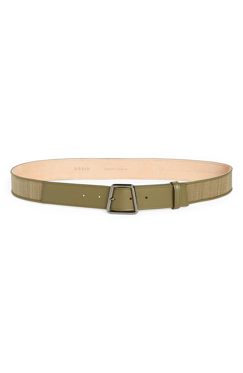 Akris Trapezoid Buckle Leather & Horsehair Belt, Main, color, 