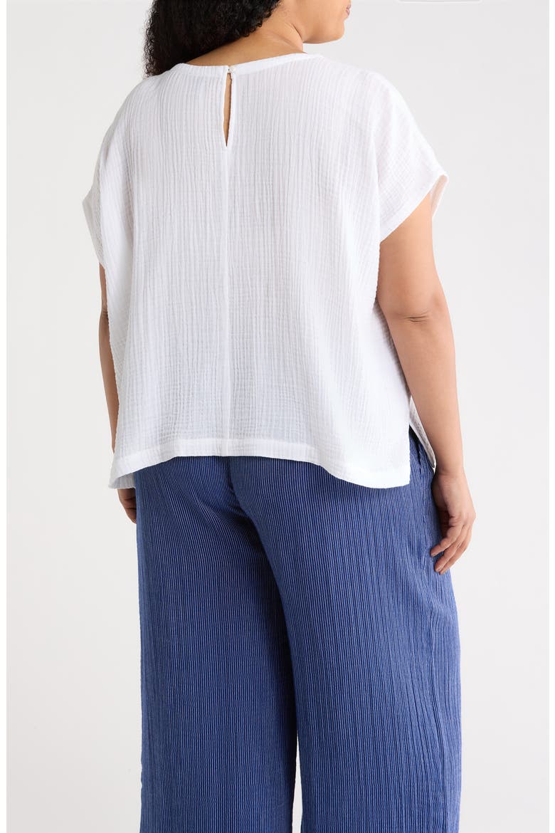Boxy Organic Cotton Gauze Top, Alternate, color, WHITE