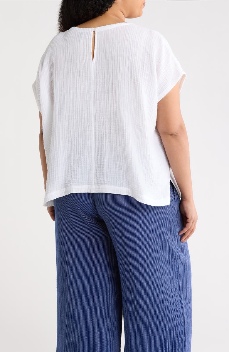 Eileen Fisher Boxy Organic Cotton Gauze Top, Alternate, color, White