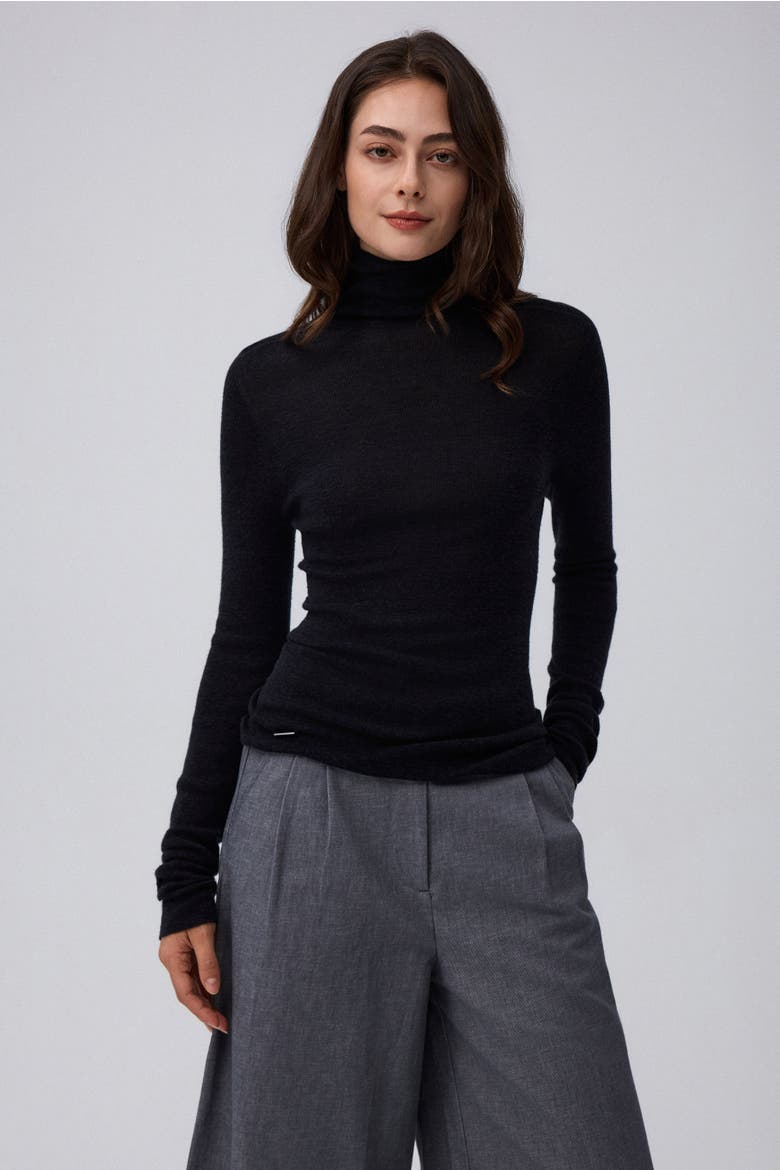 Ossa Knitted Hemp Turtleneck, Main, color, black