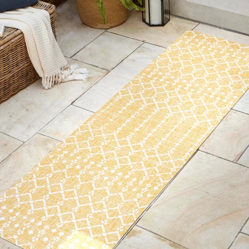 Jonathan Y Ourika Moroccan Geometric Textured Weave Indoor/outdoor Area Rug In Yellow/cream