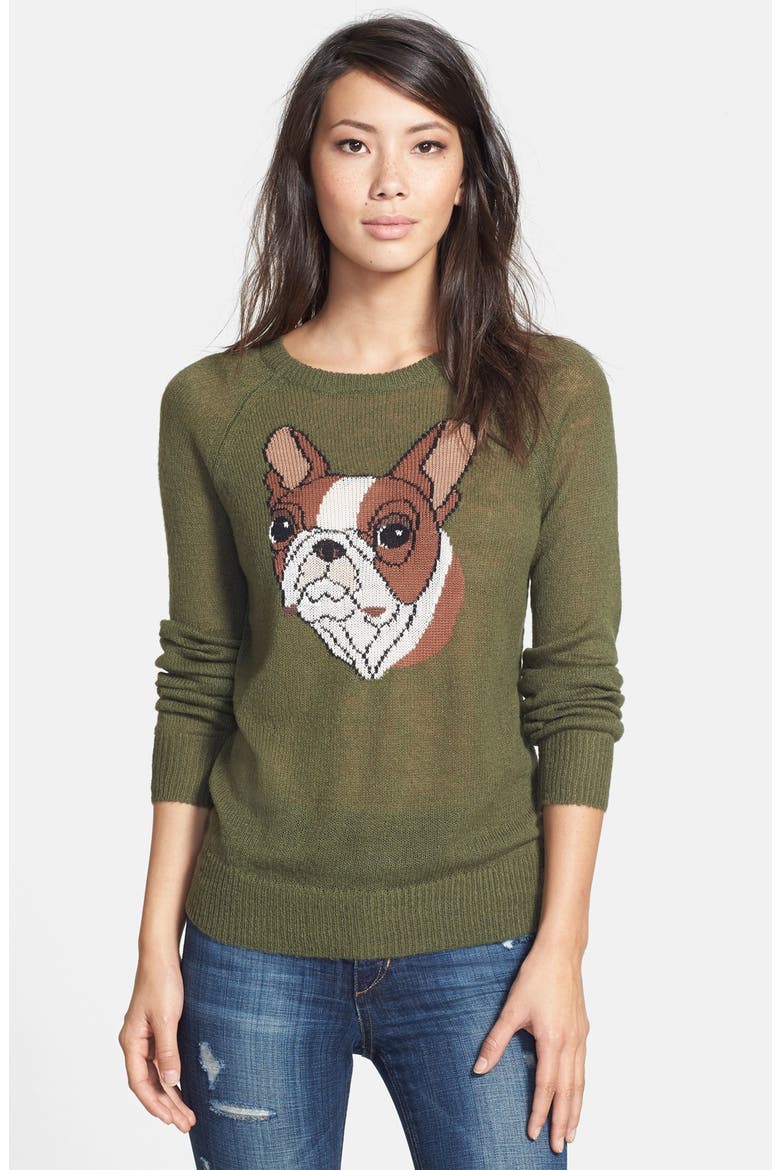 Bulldog Party Sweater, Main, color, PINE
