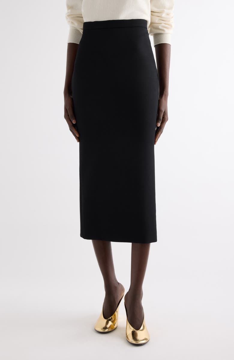 Givenchy Back Godet Crepe Cady Midi Skirt, Main, color, Black