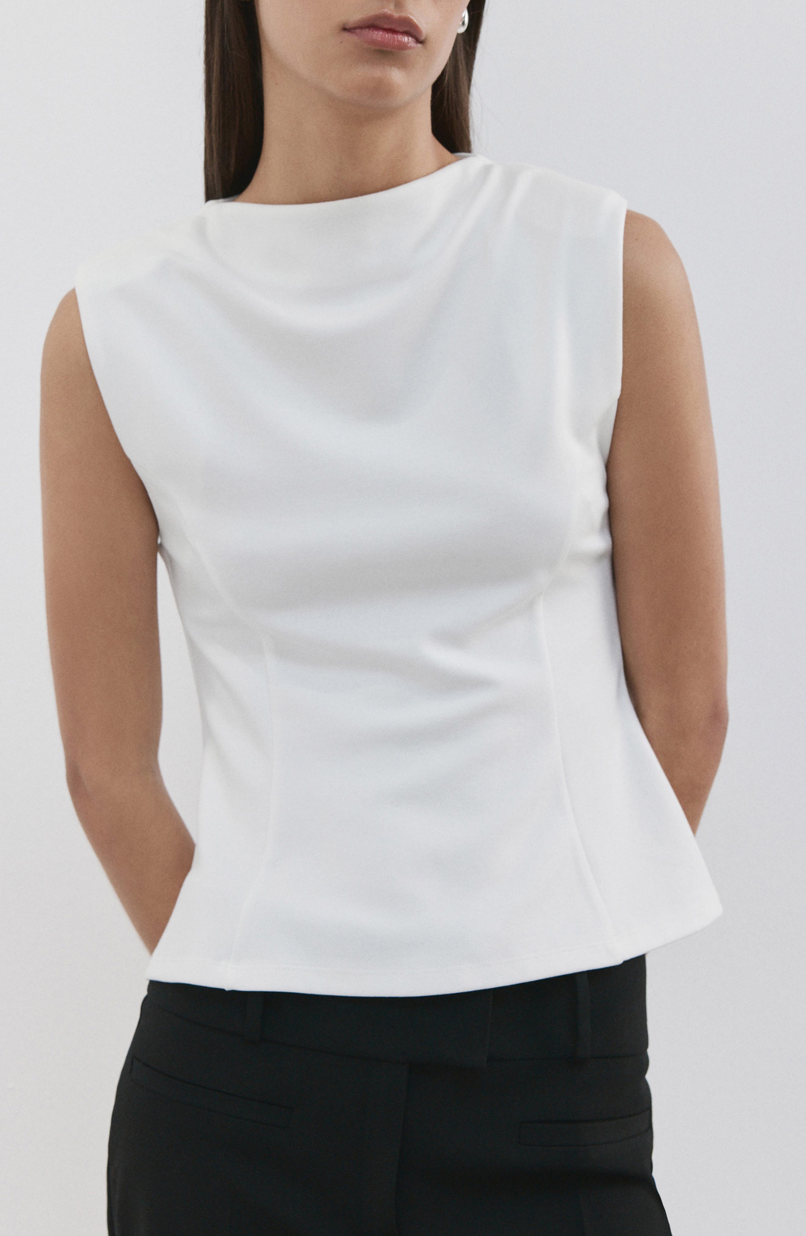 Sleeveless Flare Top with Shoulder Pads - image 3
