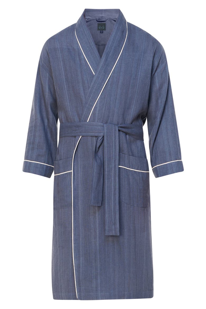 Shawl Collar Woven Viscose & Cotton Robe, Alternate, color, CHAMBRAY