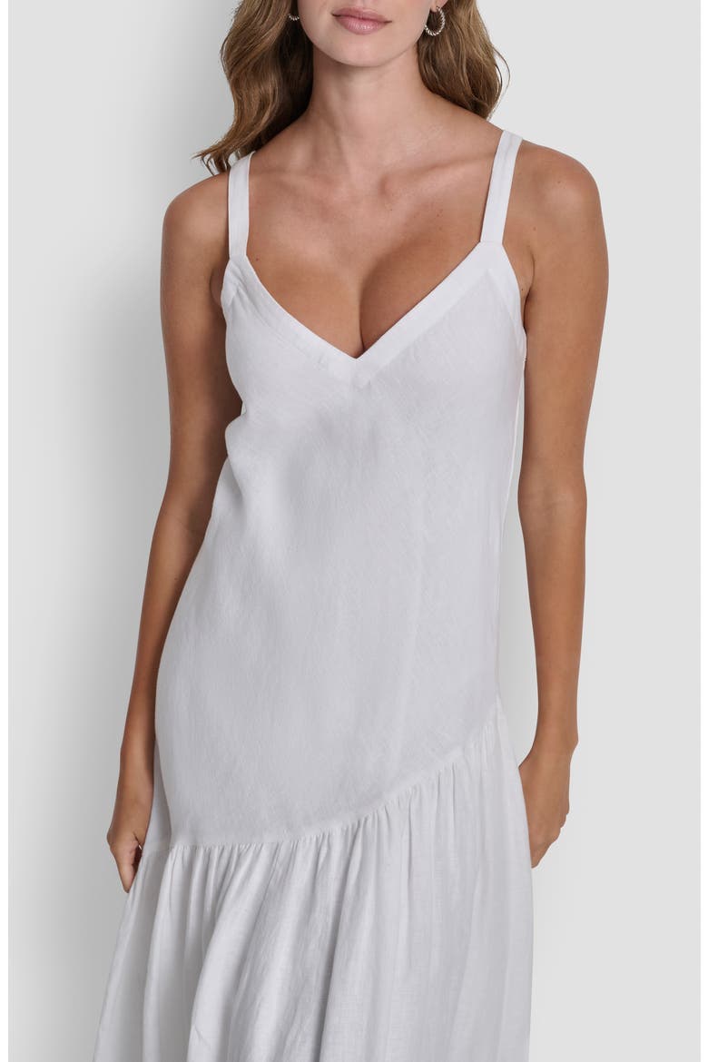 Shirred Linen Maxi Dress, Alternate, color, WHITE