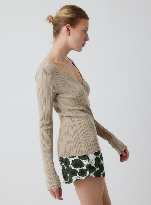 Majestic Filatures Organic Cotton Metallic Rib Knit V-neck Cardigan