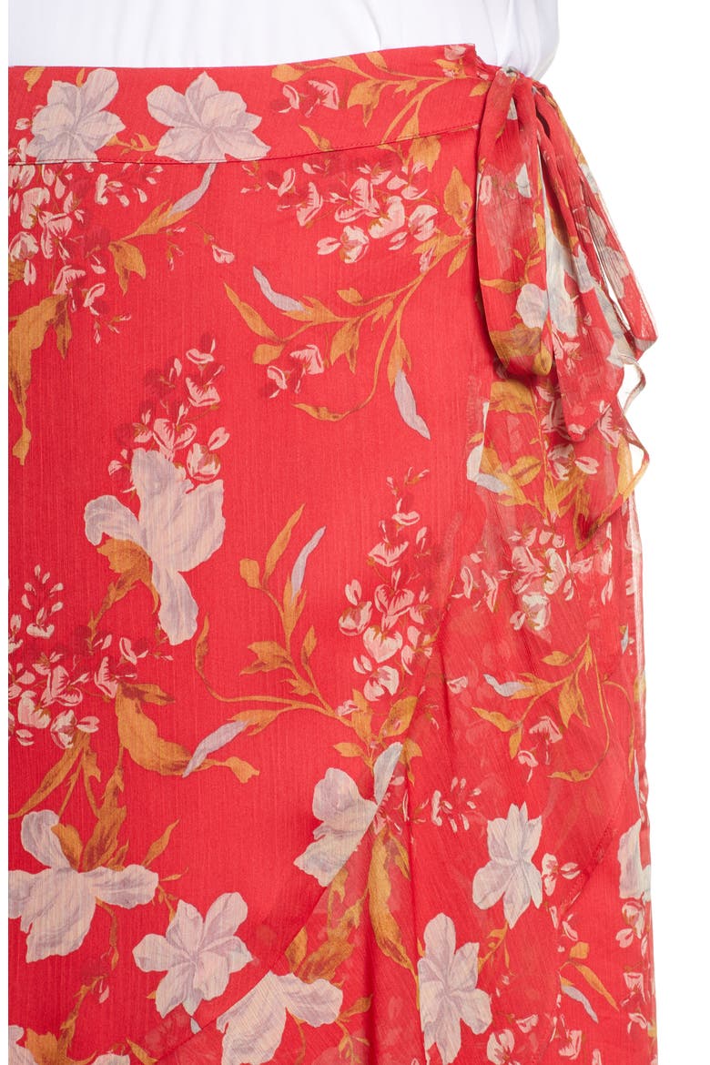 Ruffled Faux Wrap Skirt, Alternate, color, CORAL SUNSET