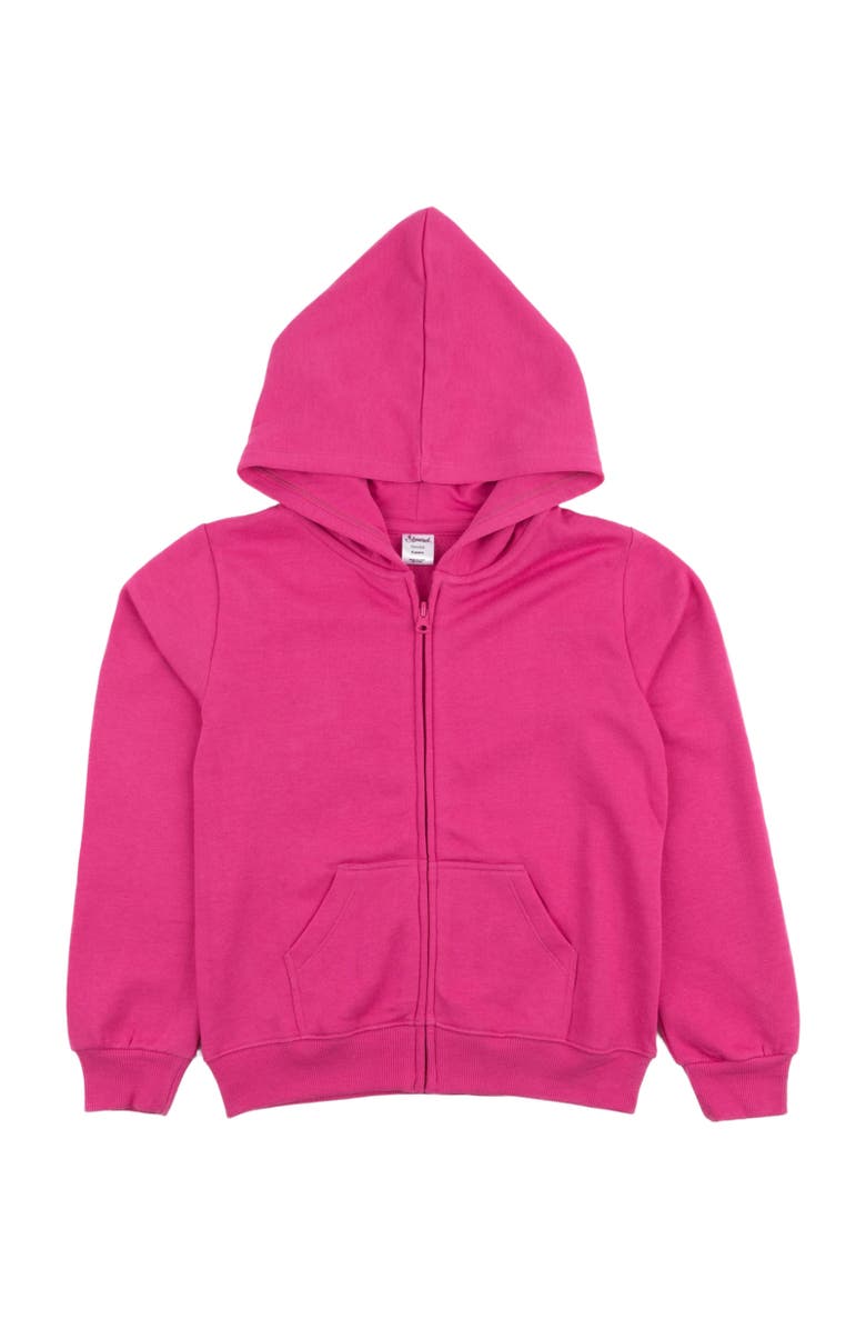 Leveret Kids Zip-Up Sweatshirt Hoodie, Cotton Blend, Solid Colors, Alternate, color, Hot Pink