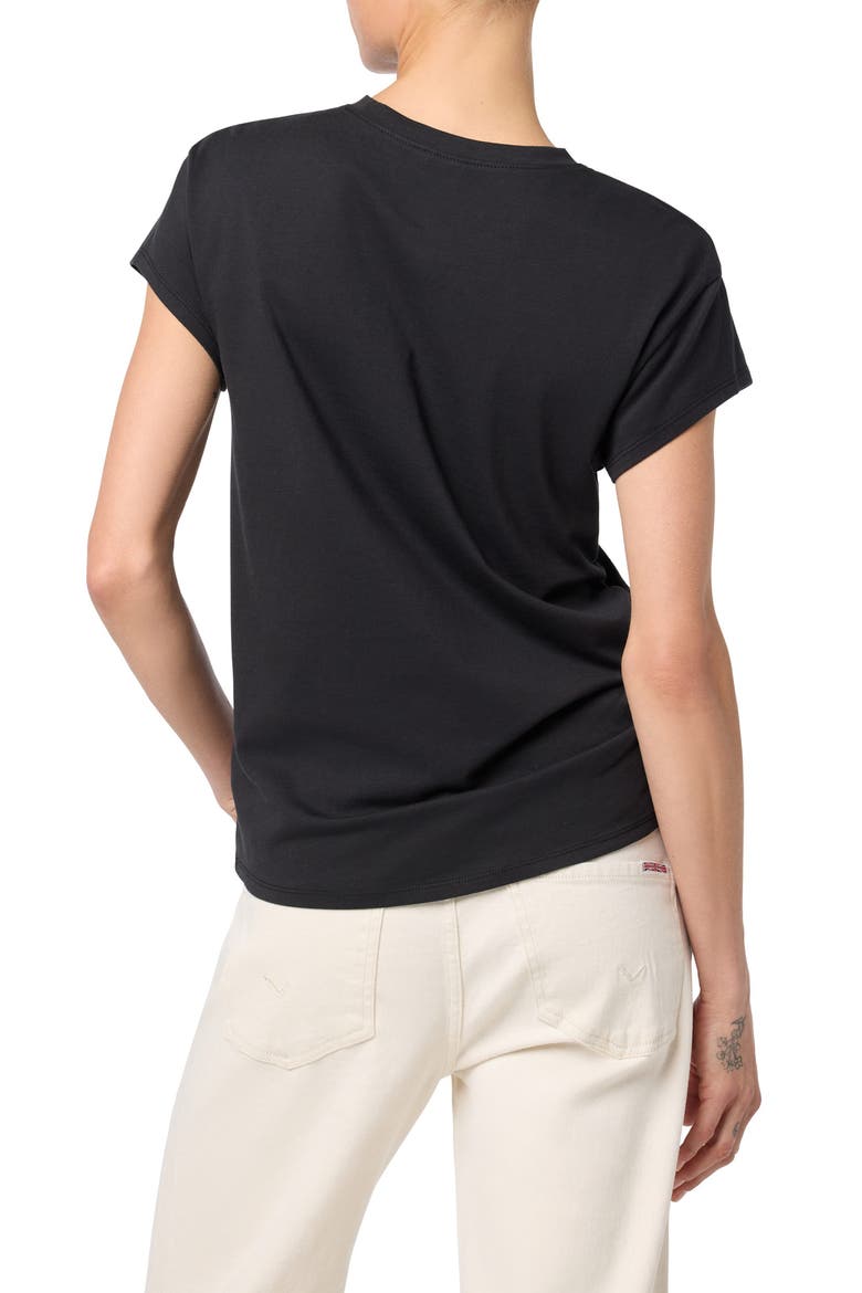 Short Sleeve Ruched T-Shirt, Alternate, color, BLACK